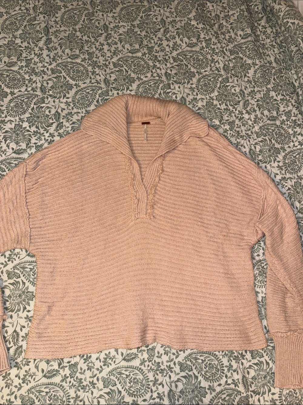 Free People Peach Knit  Pullover Sweater